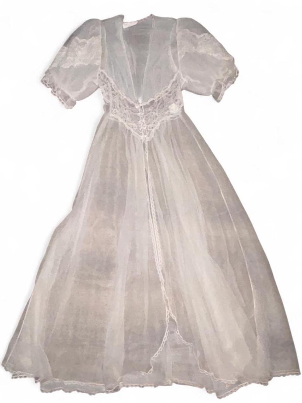 Vintage Chiffon & Lace Peignoir Robe, Size Small, Val Mode, Coquette, Romantic